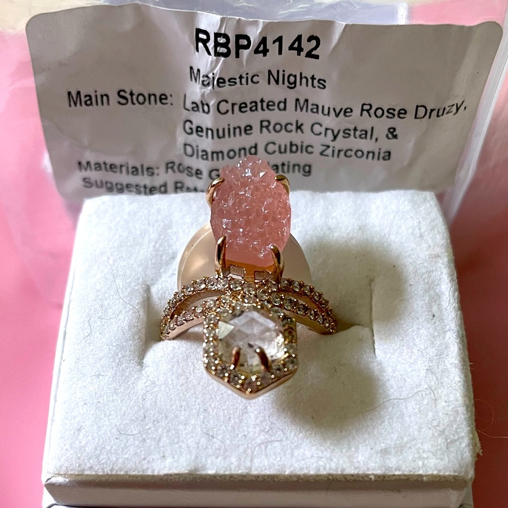 Beautiful Rose Gold plated and Druzy Ring Sz. 5